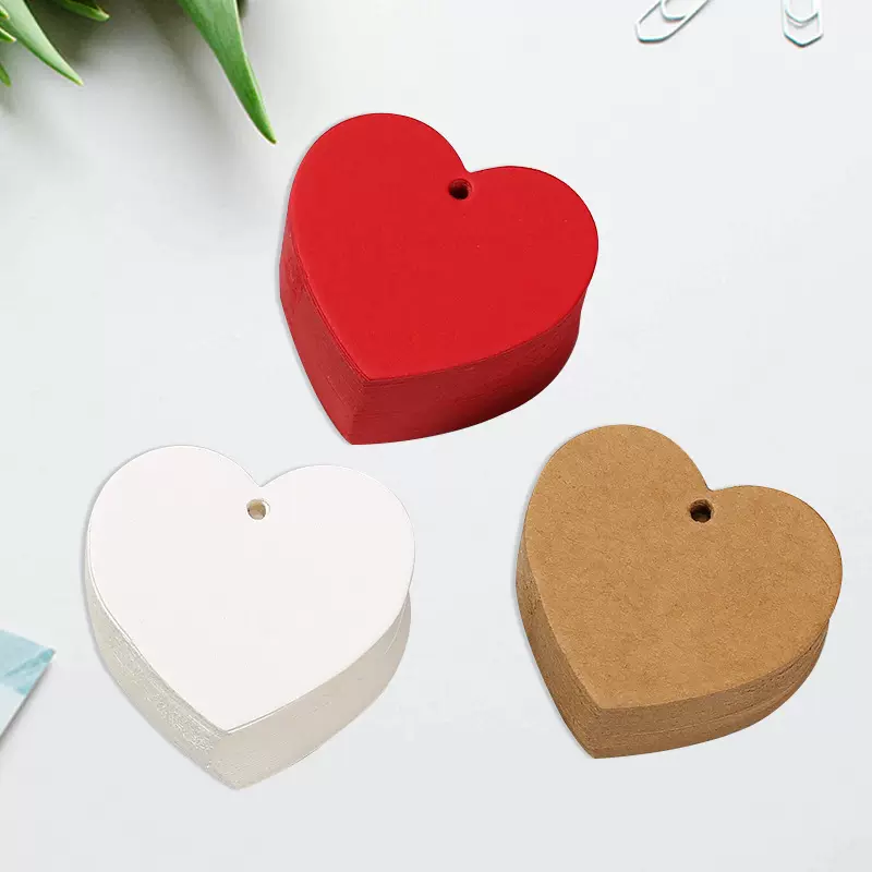 跨境新品爱心吊牌牛皮纸空白心形卡片亚马逊速卖通情人节红色标签