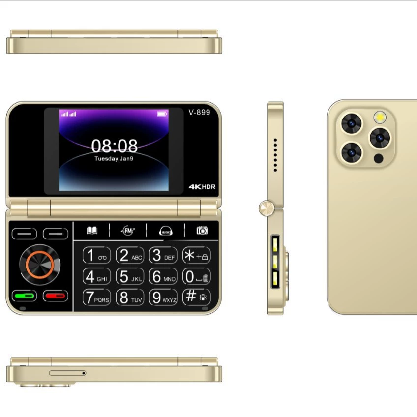 Cross-border V-899 side folding mobile phone non-intelligent 2G foreign language machine