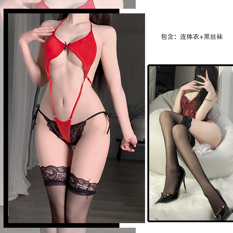 레드 + 블랙 스타킹