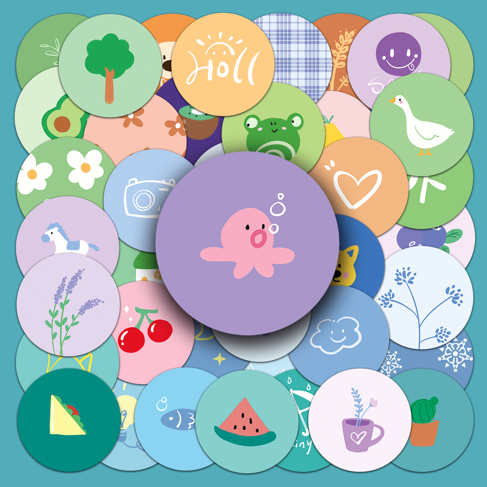 100 original ins style sealing stickers cartoon hand-painted fresh goo card decorative milk tea cup luggage stickers