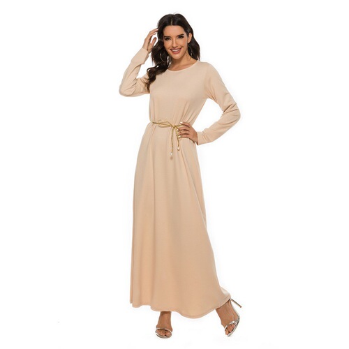 Basic long-sleeved inner circle collar dress for new Muslim prayer dress, Middle Eastern robe for TikTok