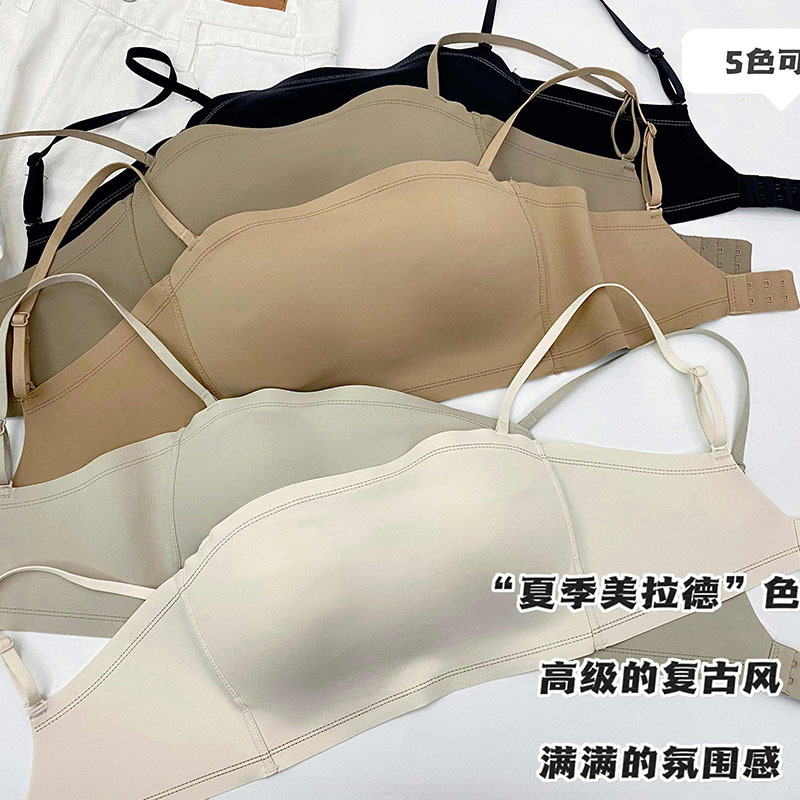 6042 Maillard estilo retro delgado tubo anti-luz superior hermosa espalda sin costuras ropa interior sexy pecho envuelto camisola mujer