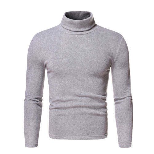 Men's pure color padded crew neck sweatshirt, winter and autumn sweatshirt, men's base layer t-shirt, fleecy sweatshirt