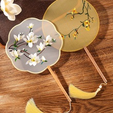 团扇夏天双面刺绣古风苏绣汉服旗袍古装儿童中国风苏州舞蹈圆扇子