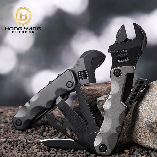 Outdoor multi-functional adjustable wrench folding hexagonal multi-purpose adjustable spanner bit combination hardware tools wholesale