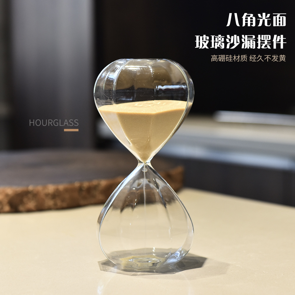 Reloj de arena de cristal de diamante para el hogar nórdico, reloj de arena, decoración de moda de estilo moderno, octágono 15, reloj de arena de 30 minutos image 3