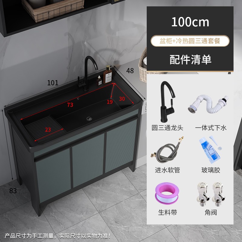 100 lavabos negros + gabinete verde + tee redondo negro