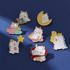 龍年胸針 2024年新款卡通可愛小龍金屬徽章男女禮物別針包包裝飾