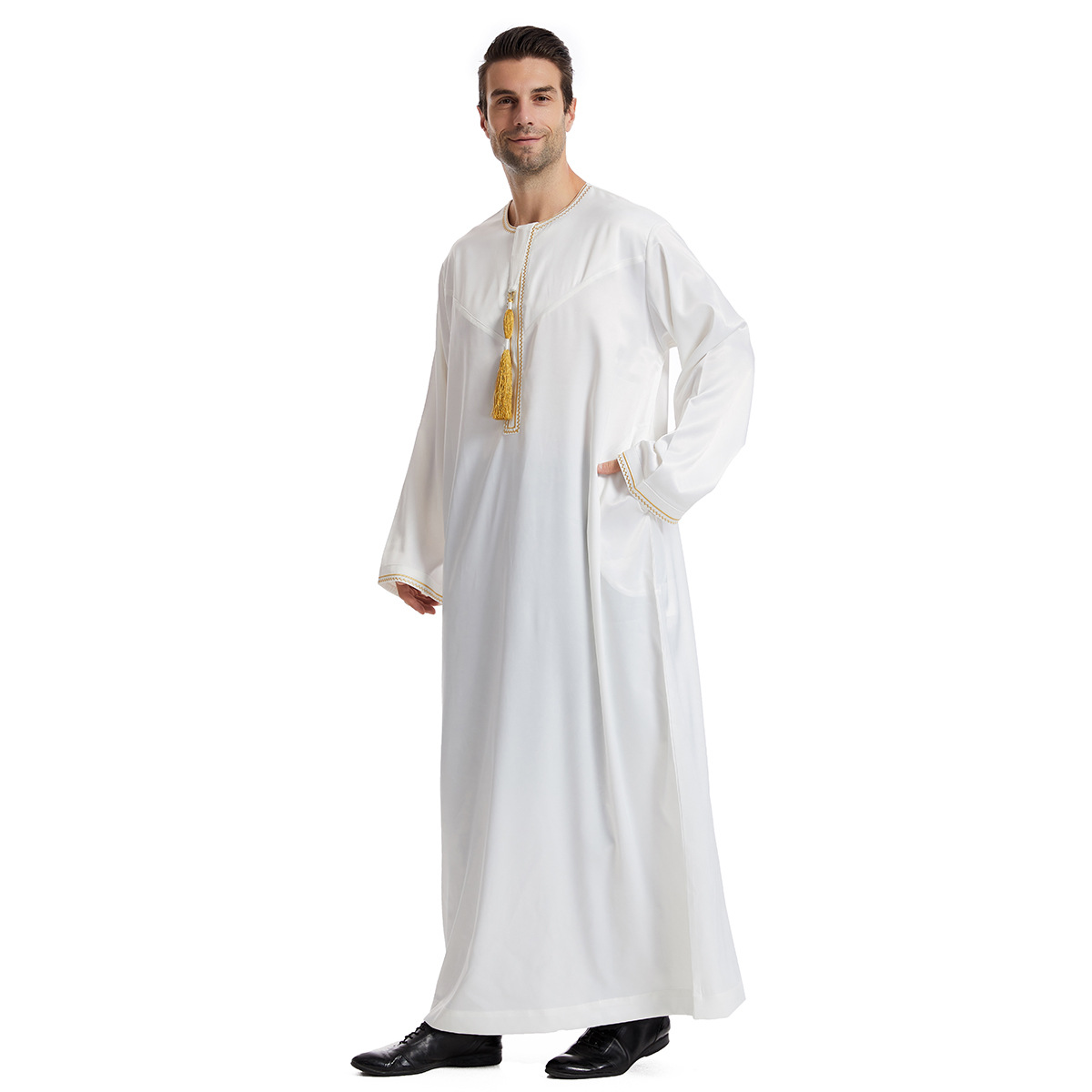 Pánské oblečení, pánská abája z Blízkého východu, jednoduchý muslimský kaftan_voghion.com