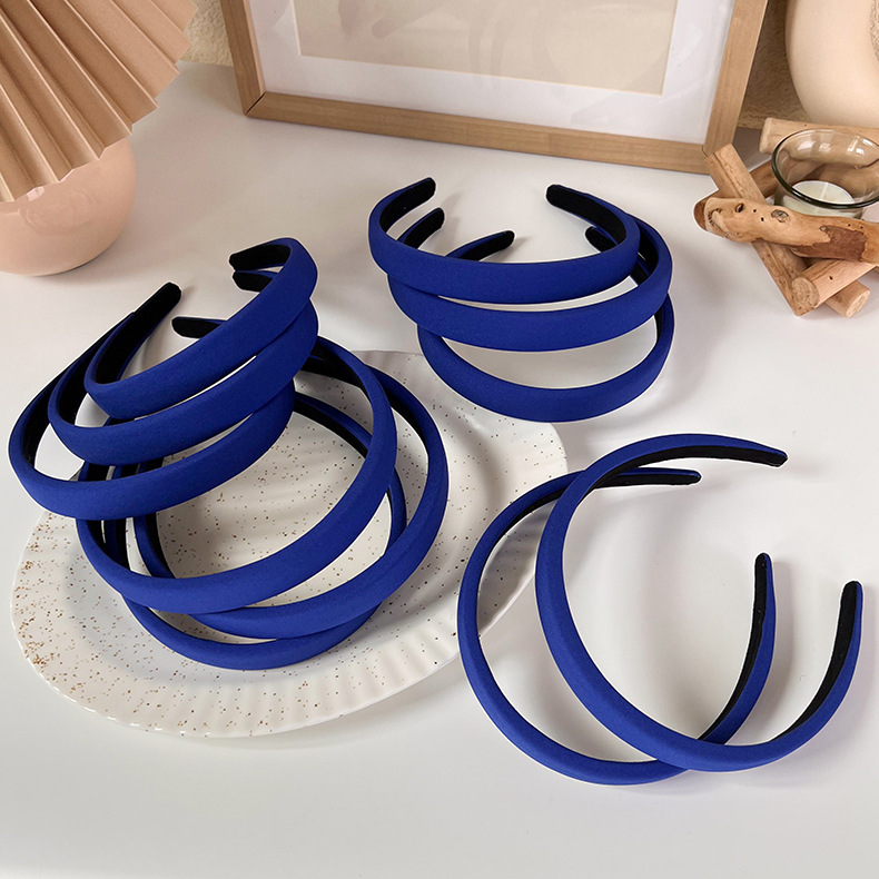 Blue Hair Band Korean Simple And Wide-sided Starting Out Decorated With Press Hairpin display picture 1