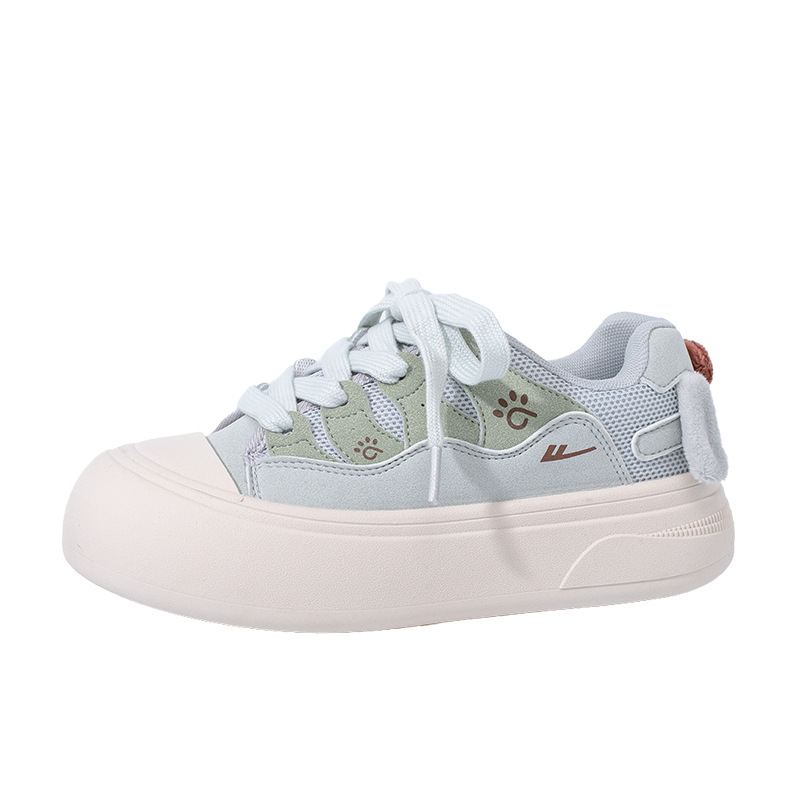 Zapatillas deportivas de suela gruesa y cómodas para estudiantes, zapatillas bajas modernas y versátiles, zapatos casuales de punta redonda en colores pastel.