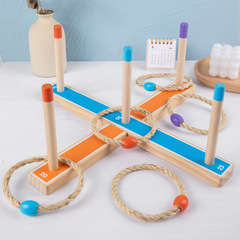 Wooden Ring Toy Set Children's Outdoor Throwing Ring Game Kindergarten Interactive Ring Game Leisure