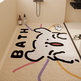 Cartoon Bathroom Silk Ring Bathroom Drainage Floor Mat Bath Water-Proof Foot Mat Non-Slip Shower Cuttable Mat