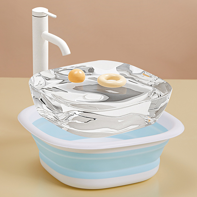Folding Basin Face Basin Household Hanging Rope Kitchen Bathroom Plastic Portable Travel Baby Laundry Basin Wholesale