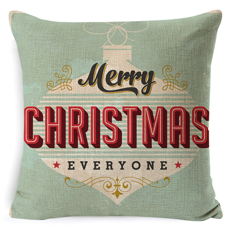 105g Weight Pillow Cases Home Textiles & Decor Type throw pillow, pillow case Event & Party Supplies Linen Material Christmas Festival Letter, Deer Pattern Retro Style Retro Letter Deer Linen Pillow Cases 5