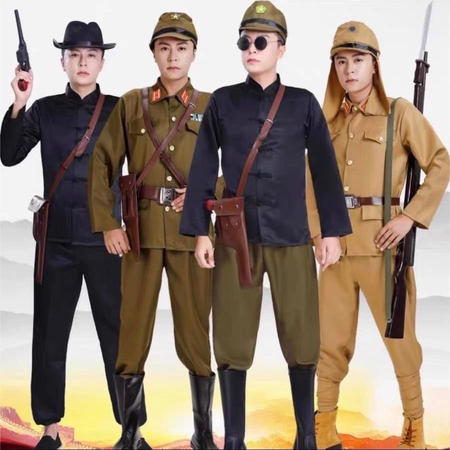 成人国军儿童士兵男女演出服军装拍摄国民舞台表演服装套装
