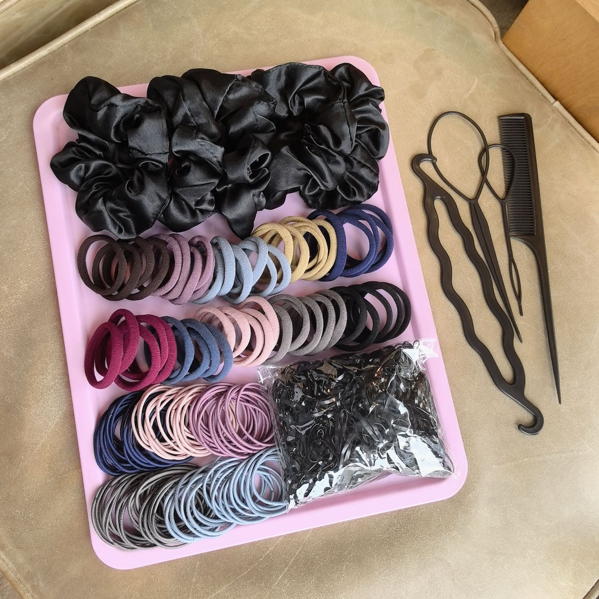 Transfronterizos de venta caliente conjunto de anillo de intestino no daña el cabello sin marcas de alta elasticidad anillo de cabello coreano simple tocado de cabello chica