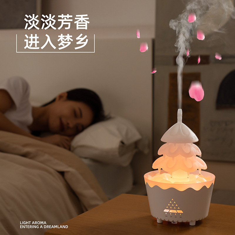 クロスボーダー水滴エッセンシャルオイルアロママシン家庭用大霧量リモコン定時超音波霧化加湿器クリスマスプレゼント|undefined