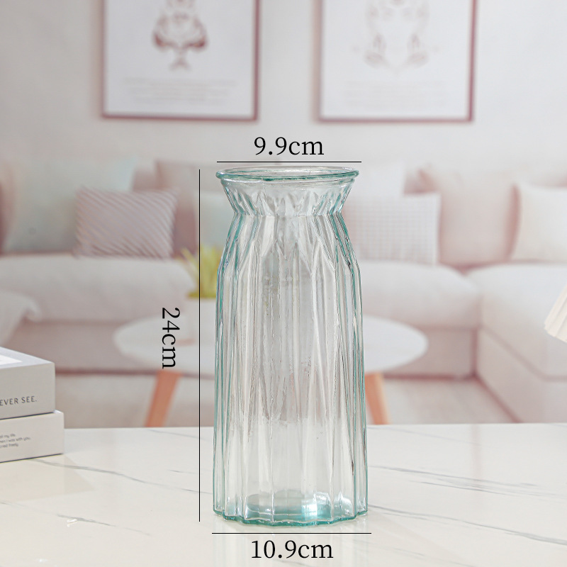 Vaso de gran tamaño de vidrio transparente decoración de sala de estar gran calibre de flores hidroponía rica bambú grueso rosa de bambú