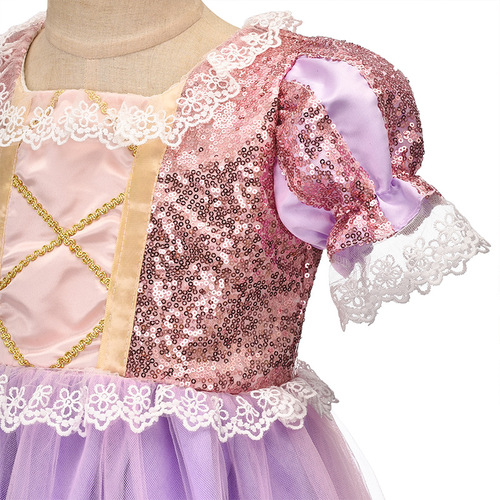 European and American foreign trade children's dress Long Hair Princess Sofia Leopold Purple Dress One-piece dropshipping AliExpress