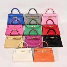 2024新款mini女包真皮包手提鳄鱼纹牛皮二代凯莉包单肩斜挎小包