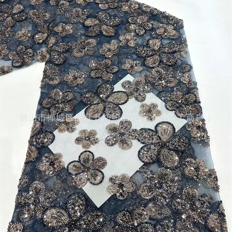 Tejido de encaje de flores de alta calidad industria pesada vestido de boda de lujo vestido de moda de banda Amazon transfronterizo