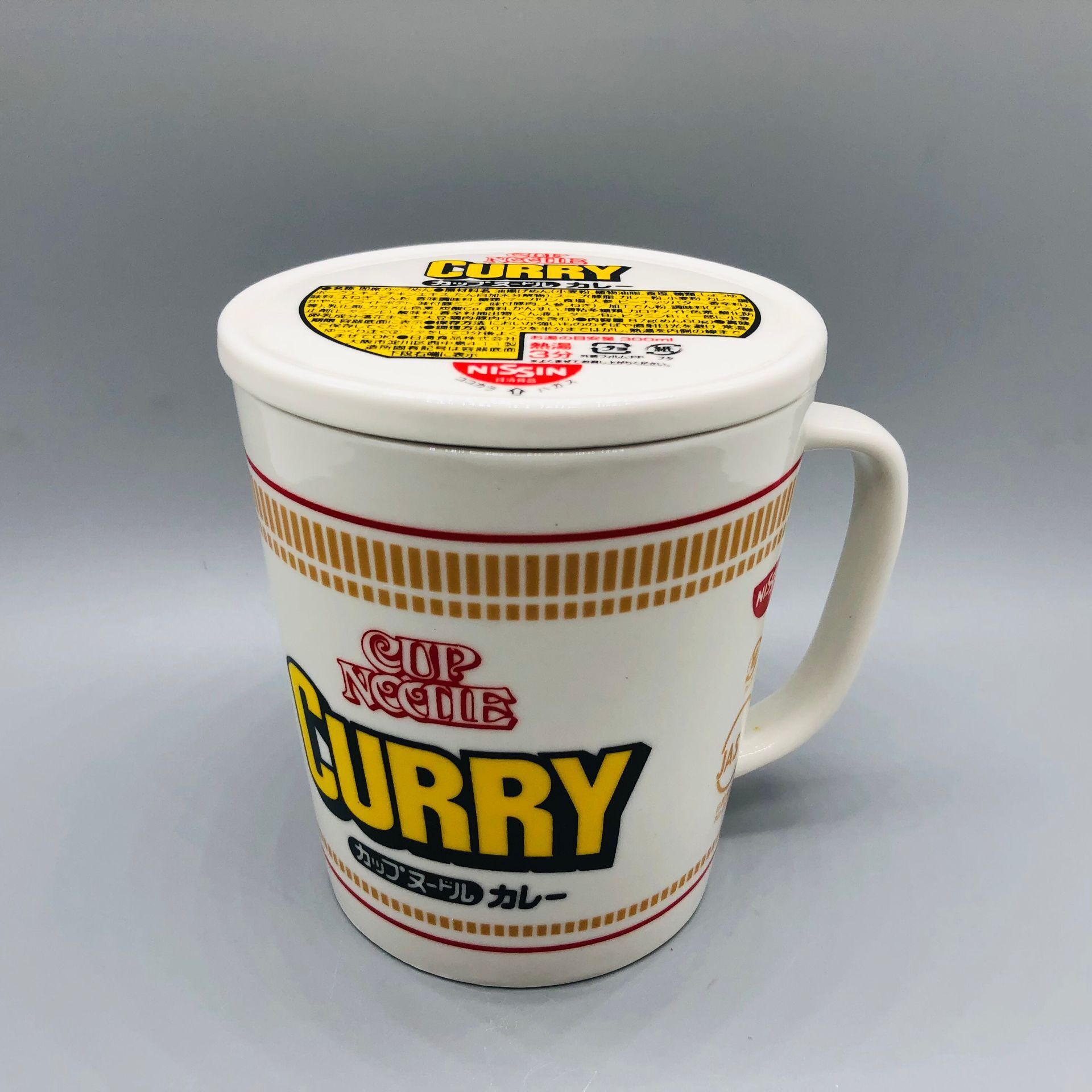 Japonés creativo sabor mixto taza de fideos instantáneos forma Taza de cerámica con tapa subred taza de agua roja fideos instantáneos