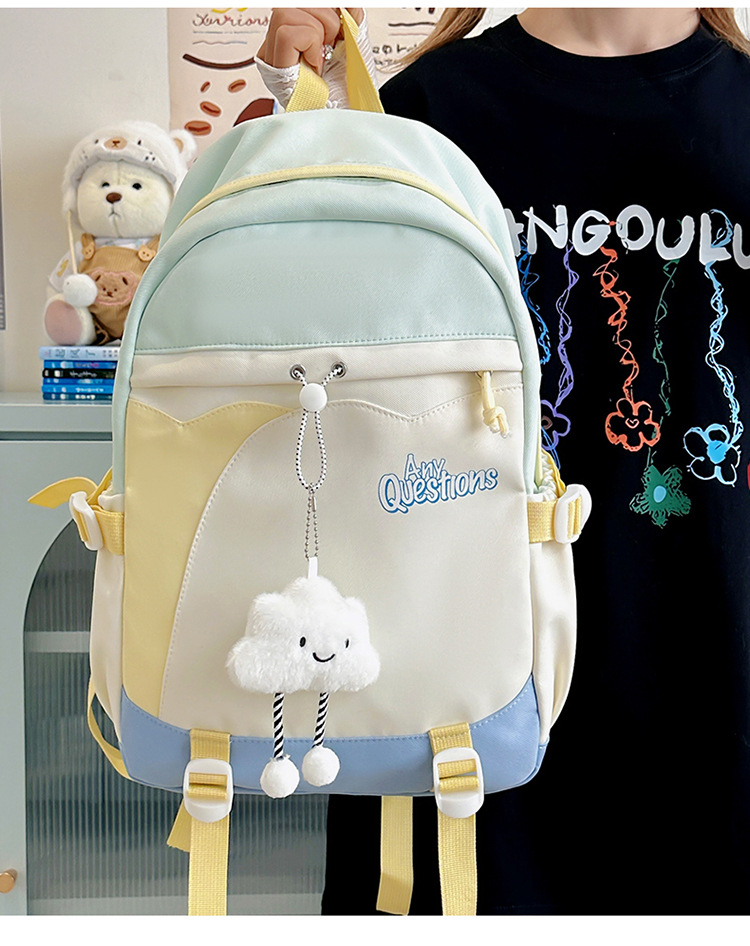 Lightweight Color Block Backpack For School & College - Spacious & Stylish Unisex Bookbag With Cushioned Straps, Multiple Pockets_voghion.com
