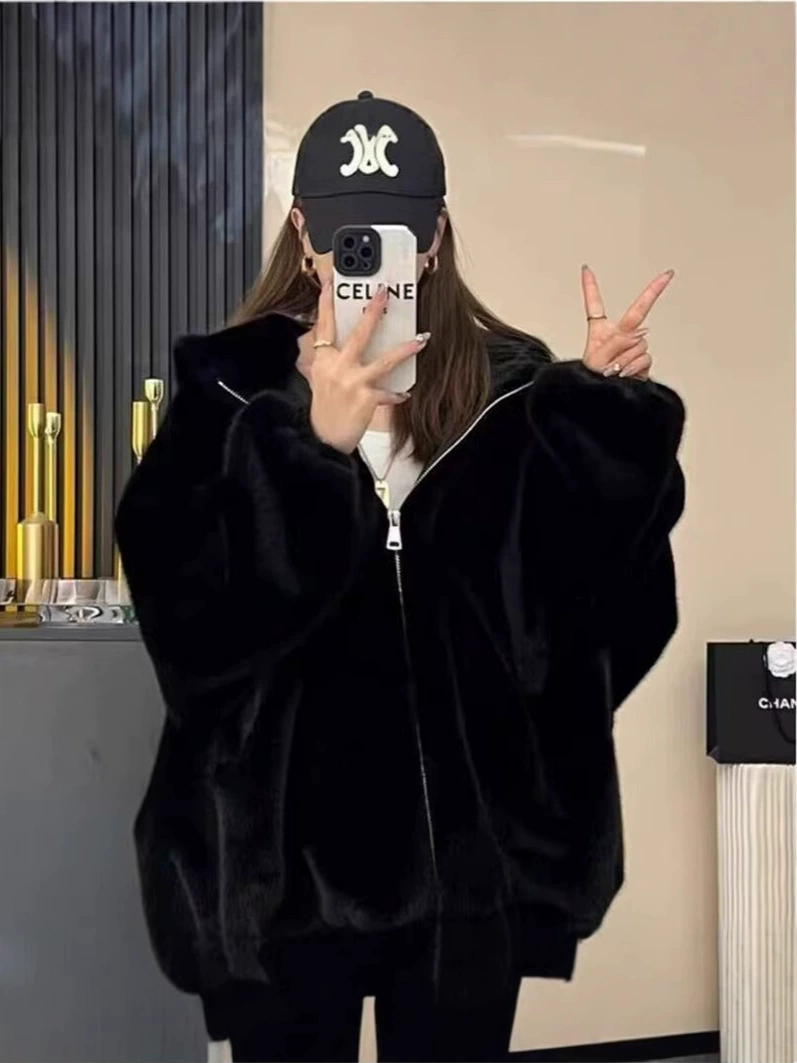 Толстовка oversize корейский стиль, двусторонняя плюшевая демисезонная теплая куртка, размер S–XL