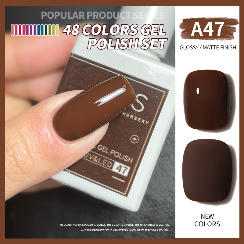Una botella de pegamento de esmalte de uñas de un color 2022 nuevo verano popular 48-color Pequeño conjunto para el salón de uñas traje completo
