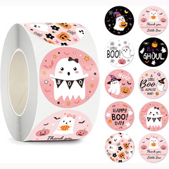 500 ステッカー/ロールハッピーハロウィン子供のおもちゃありがとう装飾ステッカーラベル
