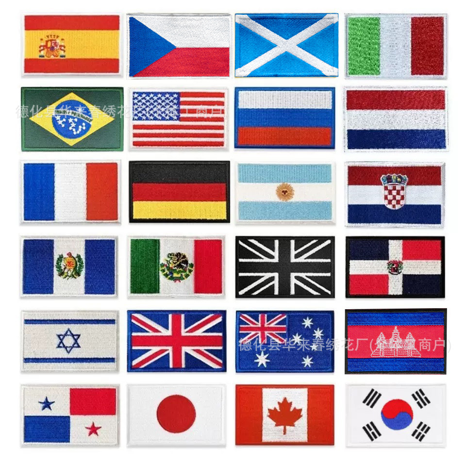 世界各国旗帜刺绣魔术贴墨西哥国旗绣花布贴热熔胶士气徽章补丁贴