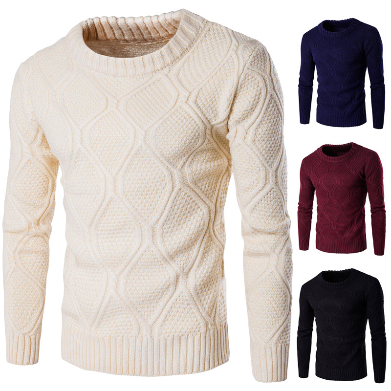 knitted fashionable sweater with a round collar