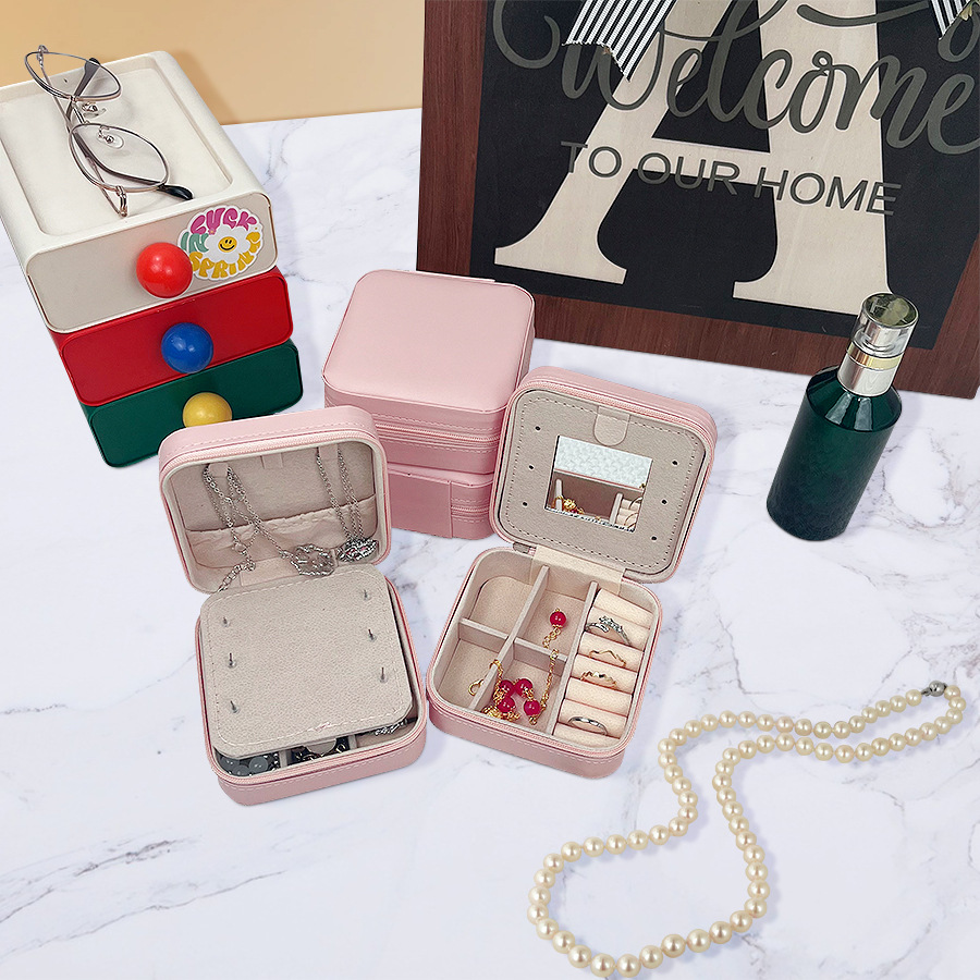拉链首饰盒耳钉手饰戒指珠宝饰品盒迷你韩版便携首饰收纳盒盒子