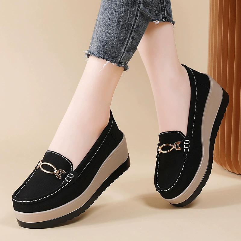 Женская обувь больших размеров, новые европейские и американские туфли на платформе на толстой подошве, легкие женские туфли без шнуровки, универсальные и стильные туфли для мам.