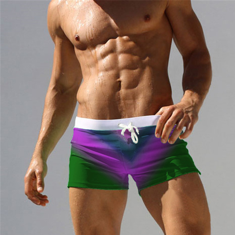 2024 Manufacturer wholesale quick-drying sports shorts men's large size loose gradient beach pants anti-exposure embarrassing swimming trunks_voghion.com
