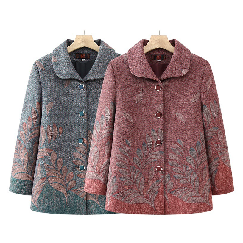 Весенне-осеннее пальто для бабушки 2024 Новинка Старой Леди с отворотом енот 60-летний енот 70 лет для женщин среднего и пожилого возраста, весеннее пальто для мамы