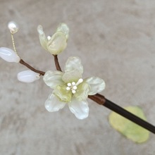 木发簪古风汉服琉璃簪花盘发流苏古装头饰步摇日常旗袍挽发配饰