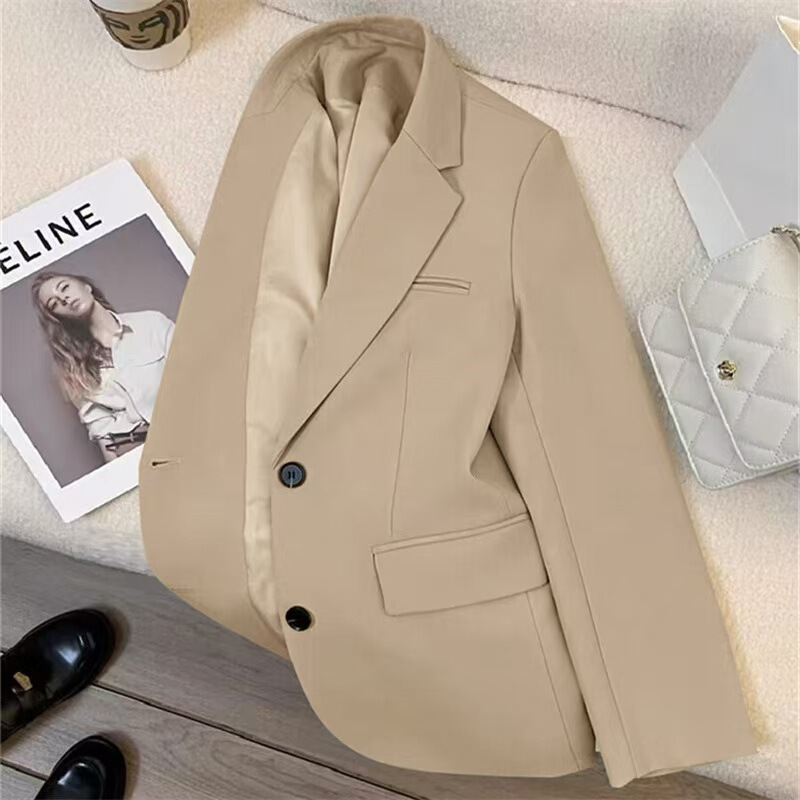 Niche Korean Fashion Light Khaki Blazer for Women 2025 Autumn Trendy High-End Casual Suit for Women Niche Korean Fashion Light Khaki Blazer for Women 2025 Autumn Trendy High-End Casual Suit for Women