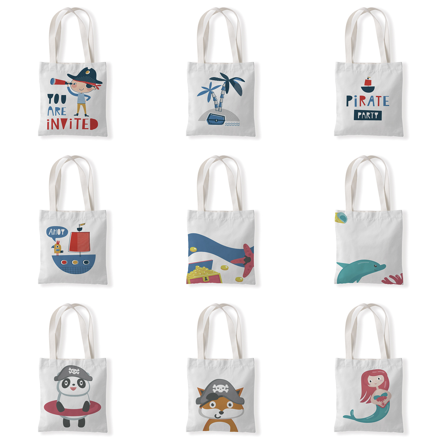 动物图案印花手提时尚购物袋定制休闲零钱袋文艺单肩手提帆布袋