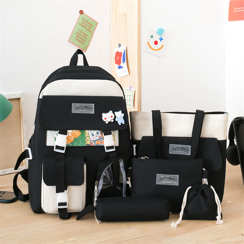 Kids Backpacks Primary School Student Backpack Cute Children's Backpack Campus Large Capacity Backpack Set With Badge Card_voghion.com