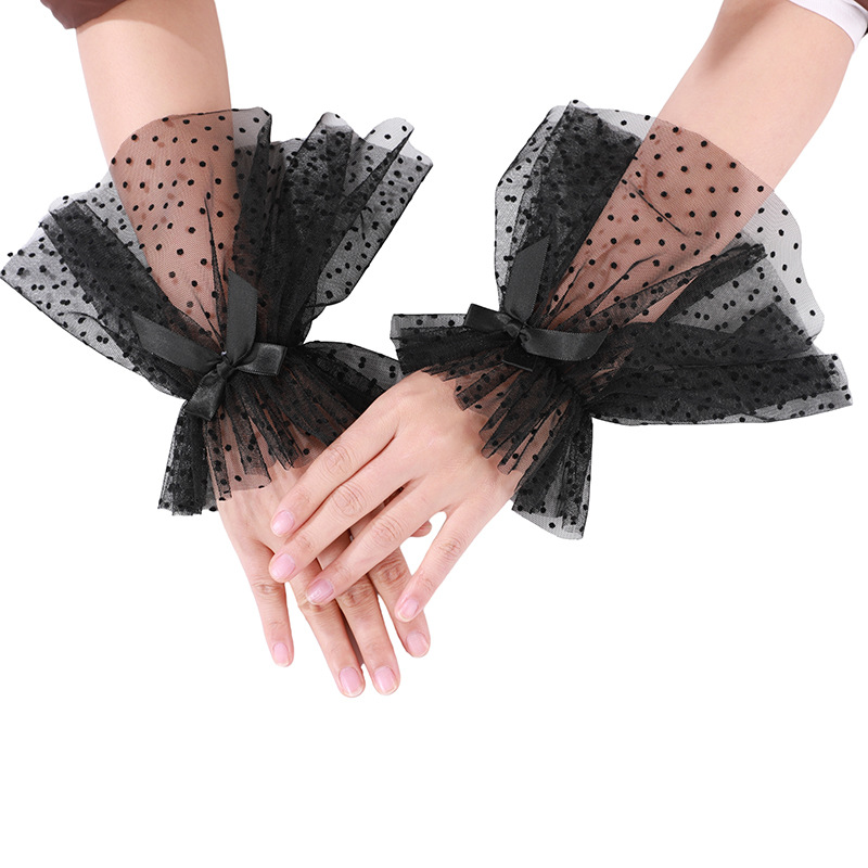 Summer breathable black sexy elegant sleeves with bow