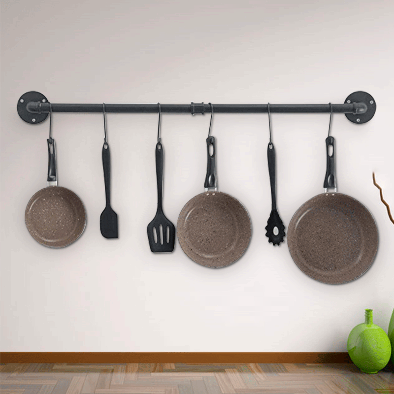 Cross-border American Style Kitchen Wall Hanging Pan Rack Kitchen Supplies Water Pipe Storage Rack Wall Hanger