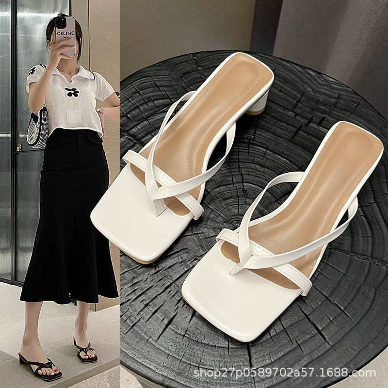 Summer flip flops, slippers, sandals, thin strap, french style