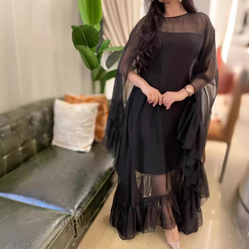 Spring and Summer 2024 Cross-border Foreign Trade Women's Clothing Independent Station ebay Sexy Inner Cape Mesh Large Swing Ball Evening Dress Spring and Summer 2024 Cross-border Foreign Trade Women's Clothing Independent Station ebay Sexy Inner Cape Mesh Large Swing Ball Evening Dress