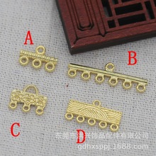洪兴DIY饰品铜24k金保色多款式多孔连接配件吊坠发簪流苏B1663