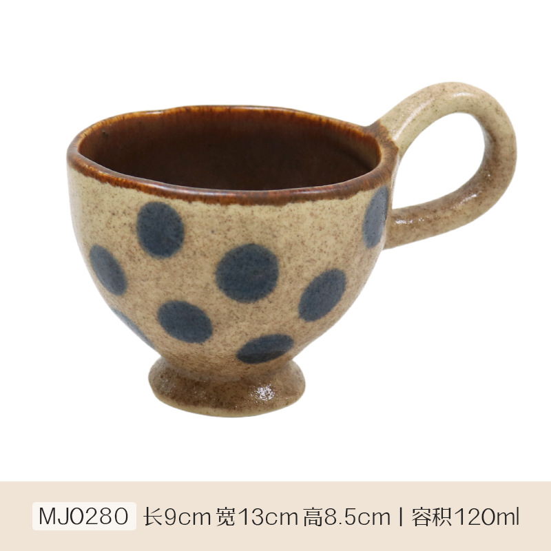 Meijiahui cuadrícula negra y blanca mano cerámica taza de café de alta calidad retro nicho wave point latte taza de menú