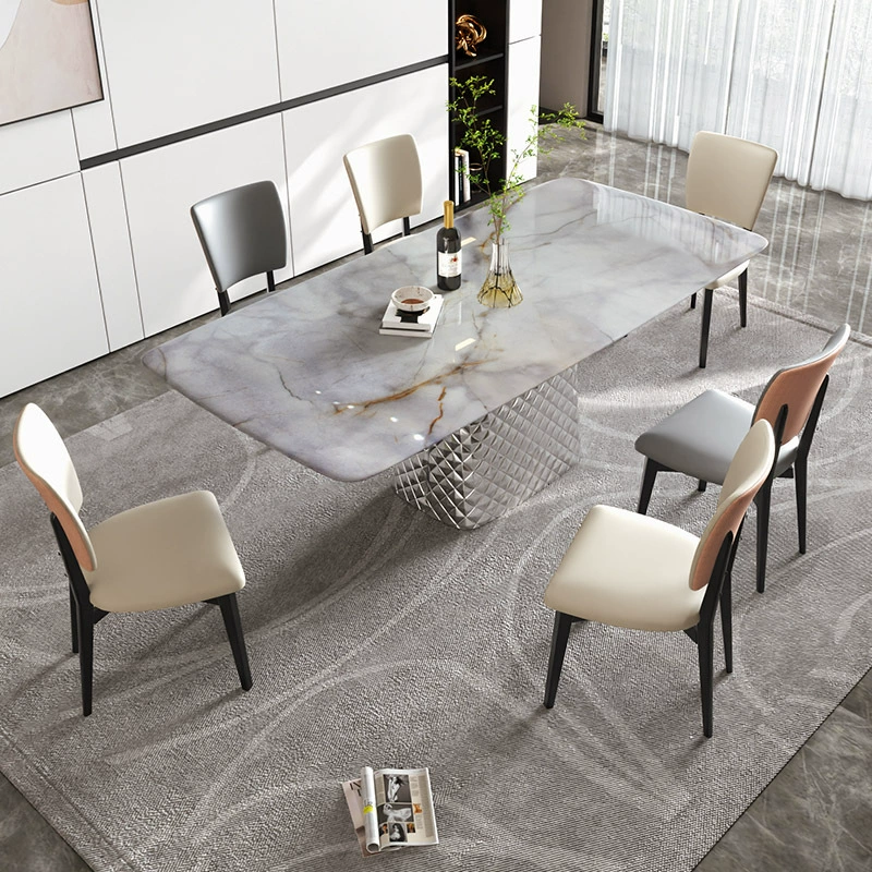 YSPPSY-T812 обеденный стол в ромбовидном стиле, обеденный стол и стул из натурального мрамора, доступный роскошный стильный роскошный камень цвета хрусталя