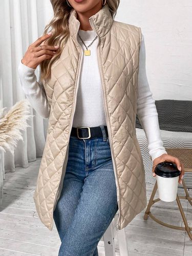 Amazon Temu Cross-border Autumn/Winter 2024 New Solid-color Diamond-pattern Cotton Vest with Zipper Pockets for Europe and the U.S.