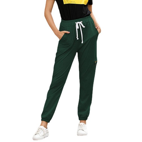 Amazon Wish Cross-Border 2025 New Arrival Women's Casual Sports Pants—Solid Color, High Waist, Loose Fit, Ankle-Tied Design, Enhances Hip Shape